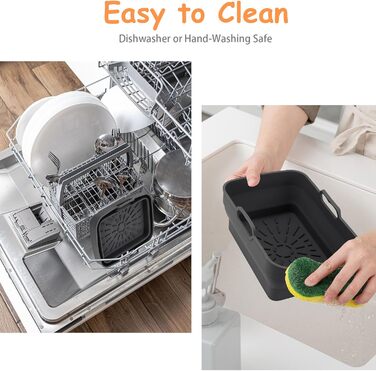 Силіконова фритюрниця Аксесуари, складні силіконові форми для Ninja Foodi AF400EU/SL400EU/Cookwise і всі 7.6-9.5 л фритюрниці Dual Zone з магнітною кулінарною книгою (чорна, 2 шт. )