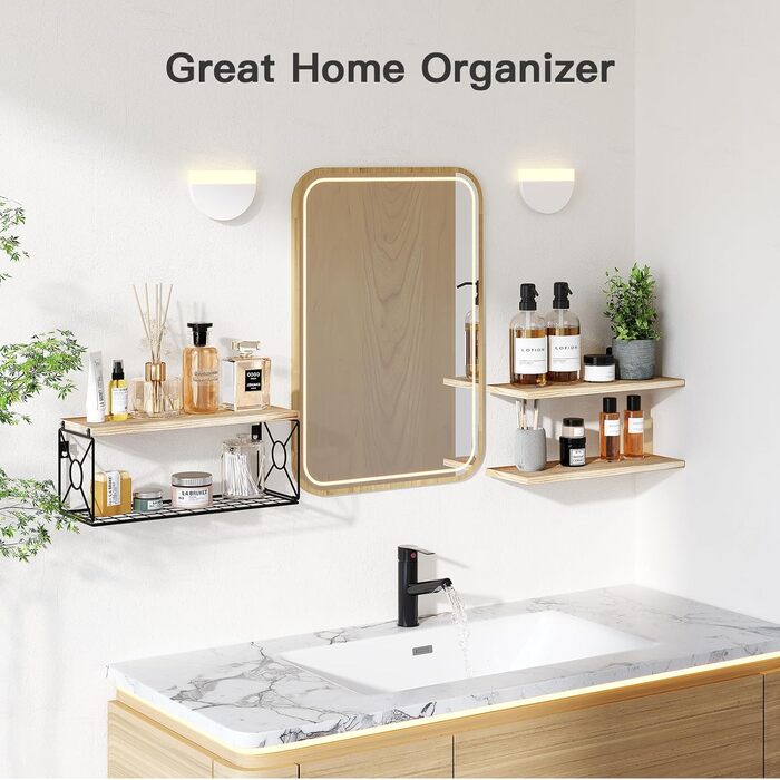 Настінна полиця Pipishell Floating Shelves, дерево павловнії, настінні полиці, дерев&39яні полиці, 3 , для спальні, ванної кімнати, вітальні, кухні, домашнього офісу, пральні, рустикальний стиль