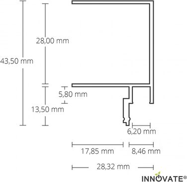 Профіль для гіпсокартону INNOVATE 2m LED Shadow Gap 8 з кришкою Алюмінієвий світлодіодний профіль для освітлення бухти в гіпсокартонному будівництві Алюмінієвий профіль для світлодіодних стрічок до 6 мм з покриттям молочного кольору