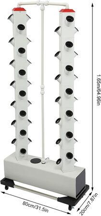 Вертикальна гідропонна вежа з резервуаром для води на 30 л Садова гідропонна система вирощування Набір для аеропоніки Набір для аеропоніки для вирощування трав, фруктів і овочів, 56 Pods -