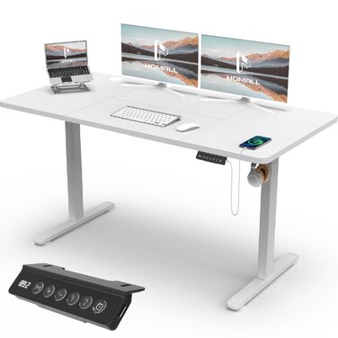 Стіл Homall з регульованою висотою та USB-портом 140x60 см, комп&39ютерний стіл стоячи, ергономічний стіл для домашнього офісу (140x60 см, білий) 140x60 см білий