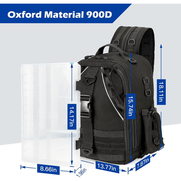 Рюкзак для риболовлі Jueachy, сумка для риболовлі, легка водонепроникна сумка для зберігання риболовлі на відкритому повітрі Тактичні сумки для риболовлі для риболовлі, походів, полювання, риболовлі, рюкзак із тримачами для вудилищ