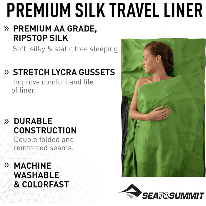 Спальний мішок Sea to Summit спальний мішок хатина спальний мішок Silk Stretch Liner - Traveller зелений мандрівник