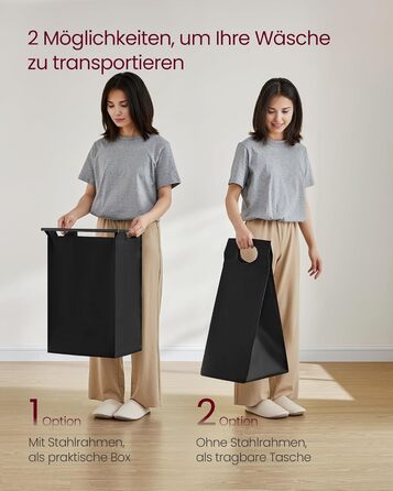 Кошик для білизни VASAGLE, збірник для білизни з полицею, ящик для білизни, мішок для білизни зі знімної тканини Oxford, металевий