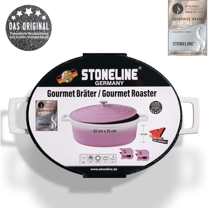 Каструля для запікання з кришкою індукційна 32 см, 6,6 л, лита алюмінієва каструля з покриттям зі справжніх кам'яних частинок, кас