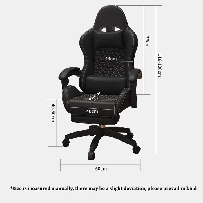 Ігрове крісло, комп&39ютерне крісло, поворотне, з можливістю нахилу, офісне крісло, зручне ігрове крісло, спальня, офіс, вітальня, чорна підставка для ніг латексна подушка