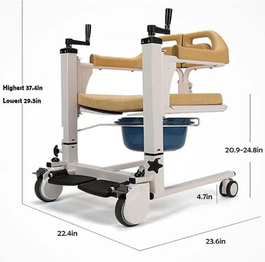 Інвалідний візок для пацієнта підйомний для перевезення пацієнта додому, крісло для перенесення пацієнта, відкривання спинки на 180, приліжковий комод з пісуаром для ліжка, транспортне крісло для людей похилого віку з обмеженими можливостями, 22