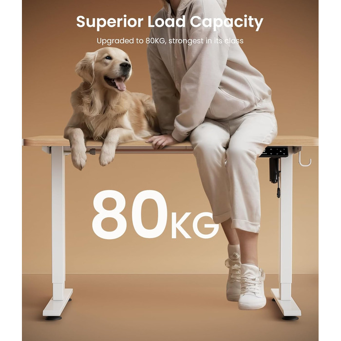 Електричний стіл MAIDeSITe з потужним двигуном, регульованою по висоті рамою столу з двосекційними ніжками та 4 налаштуваннями пам&39яті - T1 Pro (білий)