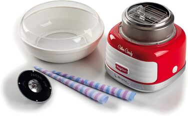 Машина для виробництва солодкої вати Ariete Party Time 2973, Для солодкої вати з цукрового піску або для твердих карамельок, включаючи дозатор і 4 ковпачки, 450 Вт, Червона