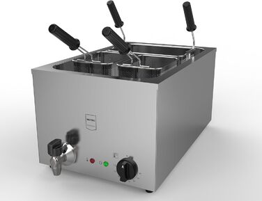 Професійна електрична паста-плита METRO, нержавіюча сталь, 25 л, 3200 Вт, 3 кошики, срібло