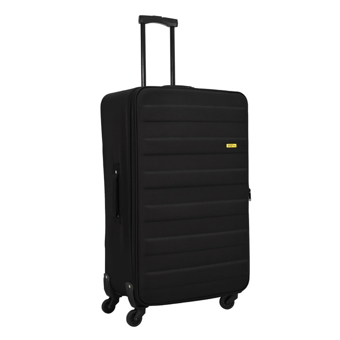 Дорожня валіза-візок SIGN Fabric Suitcase (набір ручної поклажі середньої та великої розмірів) компенсатор 5 см (чорний, ручна поклажа (60 см)) Ручна поклажа (60 см) Чорний