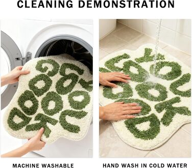 Килимок для ванної кімнати, що миється, веселий нековзний килимок для ванни, креативний та кумедний килимок для душу середньої висоти для ванн, душових кабін, кімнат та спалень, 54x64 см, зелений, Stila Green, 54x64 см
