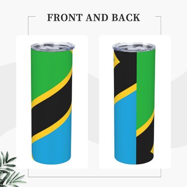Кухоль з прямою трубочкою, дизайн прапор Танзанії, друкований, дорожній кухоль, підходить для кемпінгу, офісу та дому, 590 мл