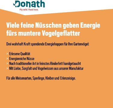 Горіхові батончики Donath Energy Box 1, 2, 3-3 (3 x 120 г) - традиційно вмочені в найкращий яловичий жир - цілорічний корм для диких птахів з бадьорим жиром - з нашої фабрики на півдні Німеччини