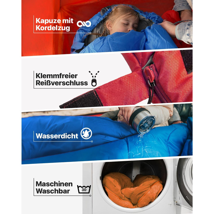 Спальний мішок MalloMe для активного відпочинку - Спальний мішок для дорослих та дітей - Зимовий спальний мішок, Спальні мішки, Кемпінговий спальний мішок, Спальний мішок-ковдра - Зимовий спальний мішок - Легкий, Портативний, Теплий, Спальні мішки-ковдри 