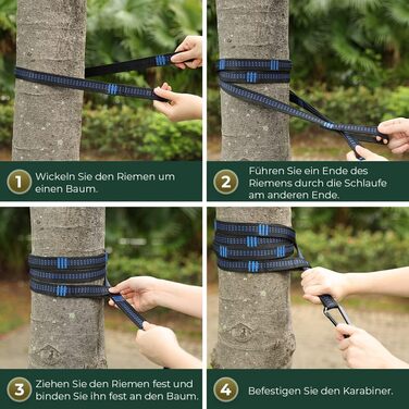 Ультралегкий гамак для подорожей Glymnis з підвісними тросами та сталевими карабінами, вантажопідйомність до 300 кг