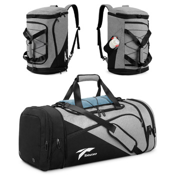 Спортивна сумка-рюкзак Tolaccea для чоловіків та жінок, велика розширювана спортивна сумка об&39ємом 45-63 л з відділенням для взуття, відділенням для вологих речей, відділенням для ноутбука, дорожня сумка, сумка для тренувань для спортзалу, подорожей, пл