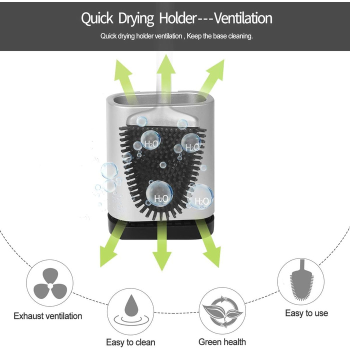 Щітка для туалету з тримачем, силіконова щітка для туалету, ефективне очищення, набір щіток для настінного та стоячого туалету для