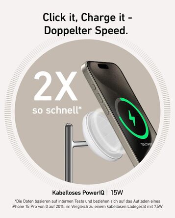 Бездротова зарядна станція Anker MagGo 3-в-1, підставка для бездротової зарядки 15 Вт, сумісна з MagSafe, сертифікована Qi2, для i