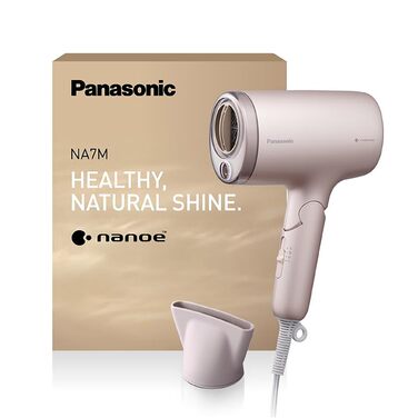 Фен для волосся Panasonic EH-NA7M-P825 nanoe для блискучого волосся, складана конструкція, швидке сушіння, насадка-концентратор, 1600 Вт, світло-рожевий (модель 2025)