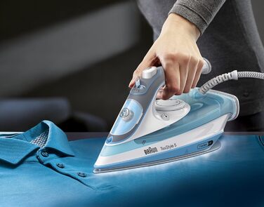 Парова праска Braun TexStyle 5 SI 5006 BL - праска з підошвою Freeglide 3D, вертикальна подача пари, потужність 2600 Вт, паровий у