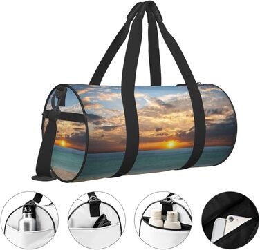Спортивна сумка для подорожей, пляжна сумка з принтом Захід сонця, сумка на нічліг, чорна, універсальний розмір