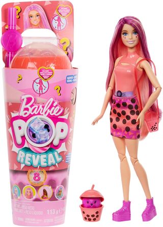 Лялька та аксесуари серії Barbie Pop Reveal Bubble Tea, модна лялька з ароматним манго-мочі з домашнім улюбленцем, 8 сюрпризів, вк