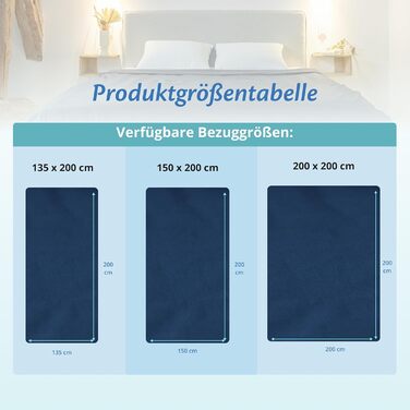 Підковдра Ella для обтяженої ковдри 135x200 см Виготовлена зі 100 бавовни - Підходить для обтяжених ковдр вагою 7 кг та 9 кг Темно-синя 135x200 см