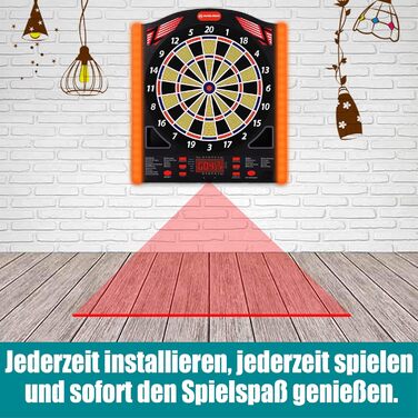 Професійний набір електронних дротиків WIN.MAX з лазерними маркерами лінії кидка/носка з німецьким голосом - підходить для батарейок/адаптерів для 1-8 гравців з 12 дротиками 2025 року - НОВИНКА - бічне освітлення