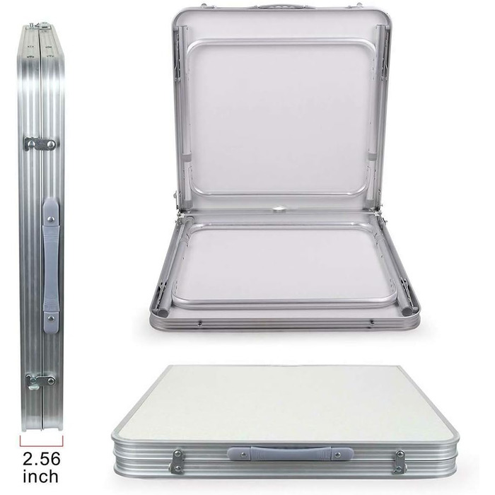 Портативний розкладний стіл Lucn для використання в приміщенні та на вулиці, алюміній, 120 x 60 x 70/62/55 см (регульована висота), для пікніка, вечірки, кемпінгу, стильний стіл, витримує до 50 кг