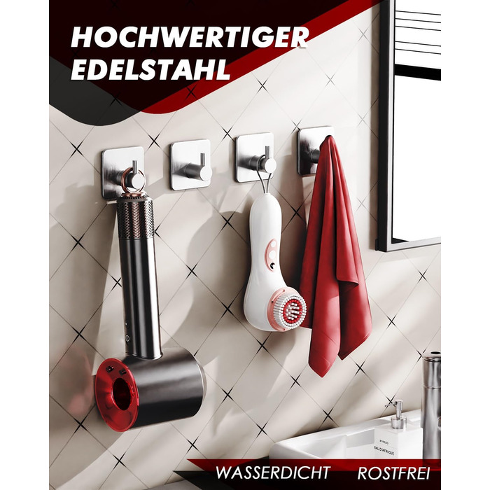 Рушникосушка без свердління, 6 шт. гачки для рушників з нержавіючої сталі клейкі гачки для одягу гачки самоклеючі, нержавіючі, іде