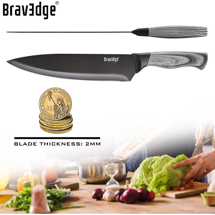 Кухарський ніж кухонний ніж 20 см професійний ніж з німецької нержавіючої сталі з гострим лезом та ергономічною ручкою ПП чохол, н