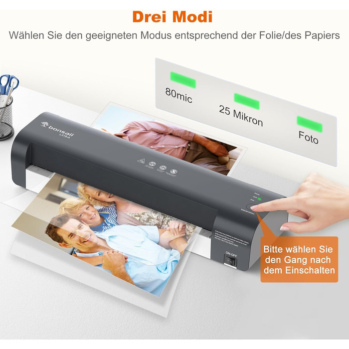 Ламінатор Bonsaii A3, швидкий нагрів та ламінування, 80-125 мікрон, захист від застрягання, ламінатор для школи, офісу та домашнього використання (L318-A) 13 дюймів 5 пакетів