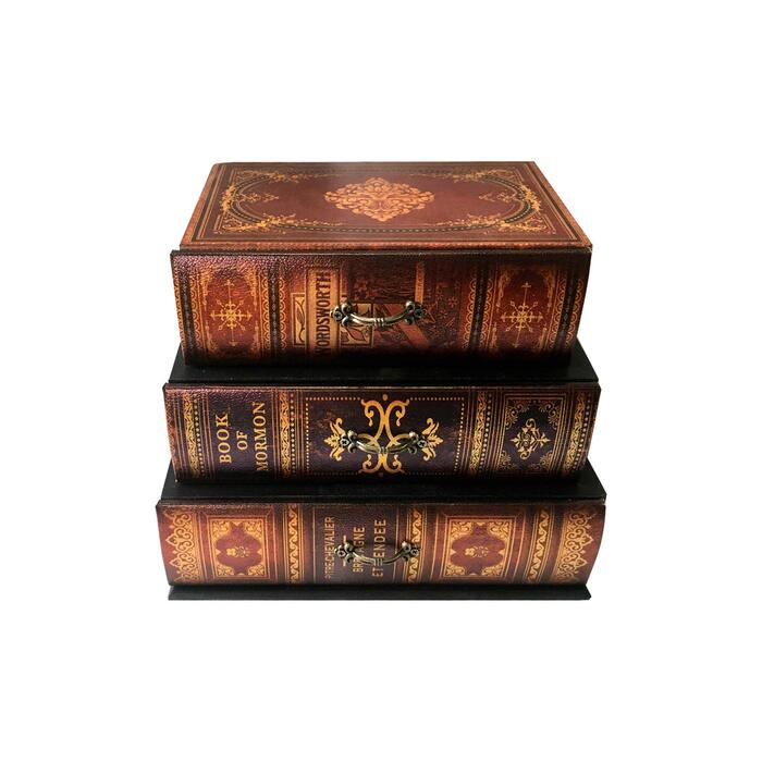 Міні-комод Rebecca Mobili, органайзер для столу, форма книги, 3 шухляди, МДФ ПВХ полотно, ретро стиль, для ювелірних виробів та косметики - Розміри 22 x 24 x 16 см (В x Д x Ш) - Арт. RE6443 22x24x16 см