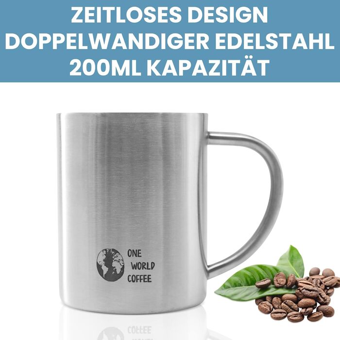 Подарунковий набір кави One World Френч-прес і кухоль з нержавіючої сталі на відкритому повітрі (нержавіюча сталь)