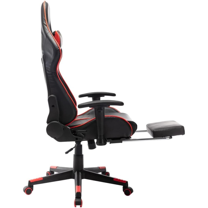 Геймерське крісло, офісне крісло, з підставкою для ніг, чорно-червоне, штучна шкіра