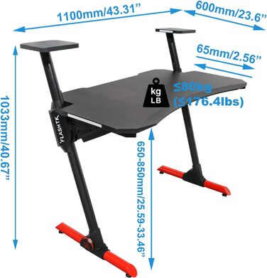 Ігровий стіл HFTEK - Ігровий стіл - Ергономічний ігровий стіл - Комп&39ютерний стіл з RGB-підсвіткою (FA32GBL)