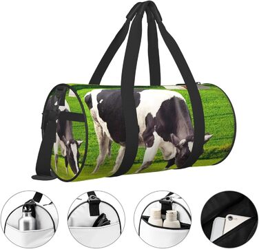 Спортивна сумка-мішок для подорожей та пляжу, принт Корови, чорна, універсальний розмір, дорожня сумка