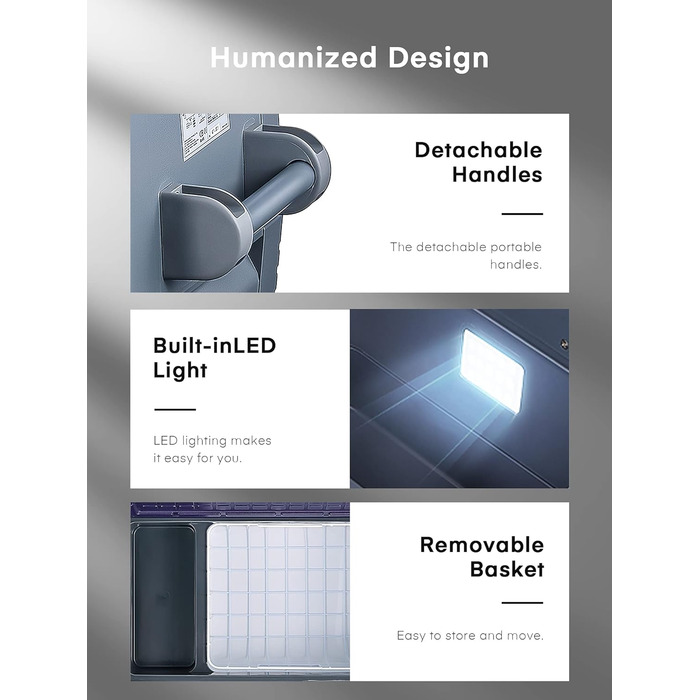 Компресор FOHERE 45L cool box, електричний холодильник, 12В/24В/220-240В з режимом ECO, портативний електричний холодильник, що ох