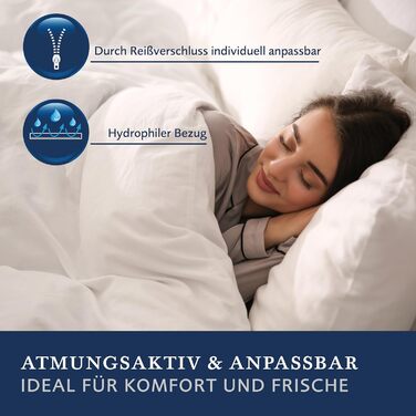 Подушка billerbeck E22 Wash-Star - подушка з волокна 80 x 80 см - середня підтримка - бавовняний чохол на блискавці - MAGICfill 95 - порожнисте волокно, біла 080x080 см - середня підтримка