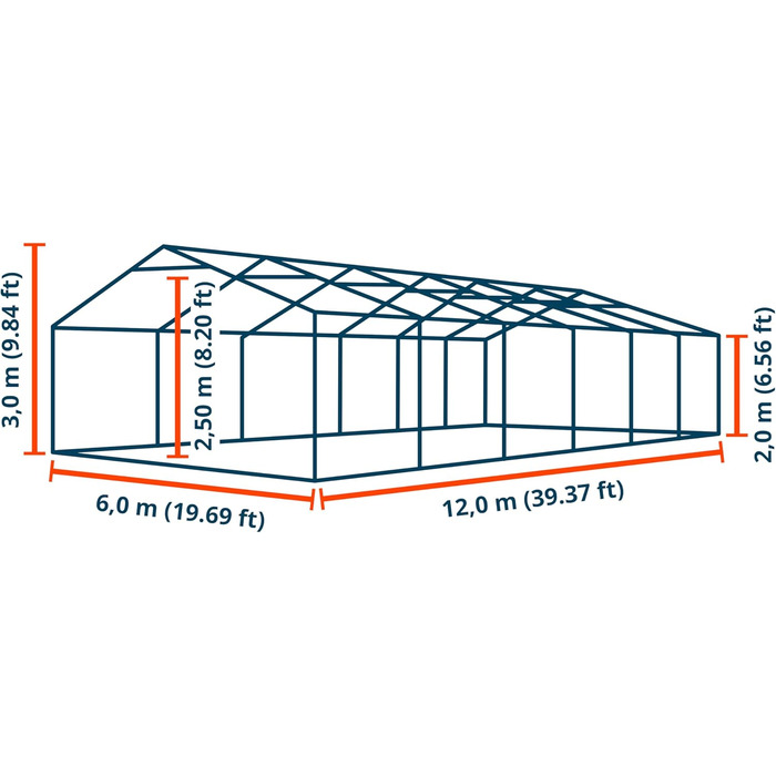Намет для вечірок, шатер, 6x12 м, білого кольору, професійний брезент PE 550 N, водонепроникний, захист від ультрафіолету з каркасом на землі, садовий намет