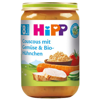 Кускус HiPP з овочами та органічною куркою, 6 шт. (6 x 220 г)