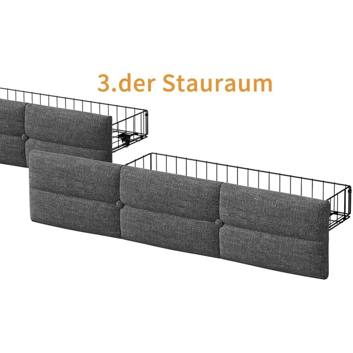 М&39яке ліжко/диван-ліжко 90x200 з 2 шухлядами для зберігання речей, дитяче ліжко 90x200 зі світлодіодним освітленням та зарядною станцією USB, односпальне ліжко з дерев&39яним рейковим каркасом, лляно-сірий (без матраца) лляно-сірий 90x200 см