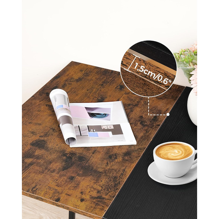 Розкладний обідній стіл, кухонний стіл, мобільний стіл, розкладний стіл з 6 коліщатками, що блокуються, та 2 полицями, для кухні, вітальні, квартири, сільський коричневий та чорний DTCZ01BF Рустикальний коричневий, чорний