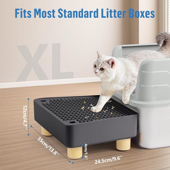 Пандус для котячого туалету, котячі сходинки та сходинки з дерев&39яними ніжками, функція фільтрації, легко очищувані сходинки для старших котів та кошенят, автоматичний котячий туалет (темно-сірий), 1 сходинка темно-сірий