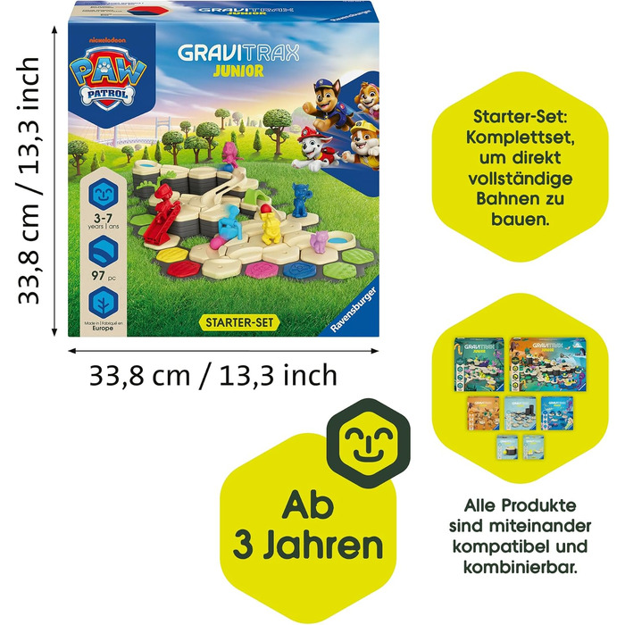 Стартовий набір Ravensburger GraviTrax Junior PAW Patrol (Щенячий патруль) 12020006 Магнітна кульова доріжка та конструктор для дітей від 3 років, подарунок для хлопчиків та дівчаток