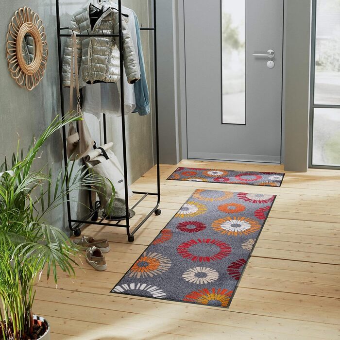 Килимок для дверей Erwin Mller Konz, килимок для збору бруду, килимок для очищення, теракота/сірий, розмір 75x120 см - нековзний, міцний, легко чиститься, підходить для підлоги з підігрівом. Терракота/сірий 75 x 120 см (прямокутний)
