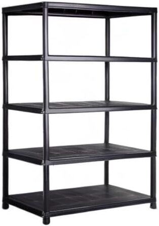 Пластиковий стелаж Ondis24 антрацитового кольору, 120 x 40 x 180 см міцний стелаж без болтів з 5 полицями, 60 кг на полицю полиця для зберігання, полиця для підвалу, полиця для майстерні, полиця для зберігання в гаражі та коморі