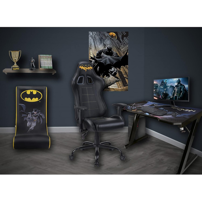 Ергономічне ігрове крісло з регульованою спинкою/підлокітниками - Офіційно ліцензоване ігрове крісло для дорослих Black Pro