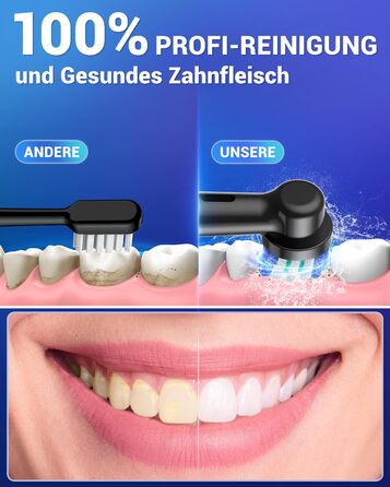 Обертова електрична зубна щітка для дорослих та дітей з 8 насадками, електрична зубна щітка з настінним тримачем та зарядною станцією, 5 режимів чищення та дорожній футляр, 60 днів роботи від акумулятора